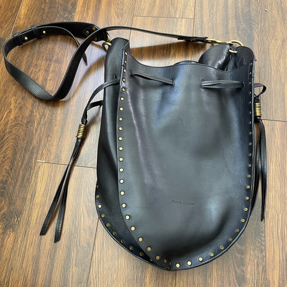 Isabel Marant Handbags - ISABEL MARANT Radja Leather Bucket Bag size: Large Black Gold Hardware
